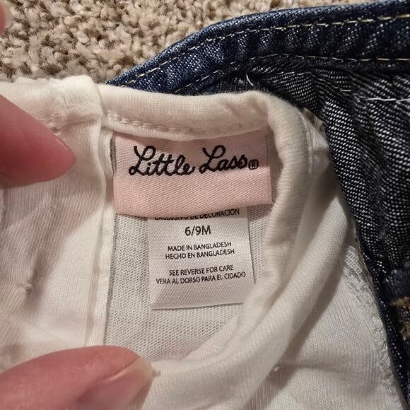 NEW NWT Baby Girl Little Lass Denim Vest w/ Lace Accented Tee | Size 6-9 Months - Picture 6 of 6